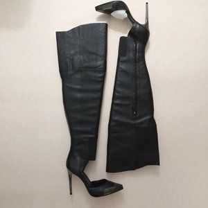 NEW BCBGMAXAZARIA Concorde Stampede Over the Knee Black Leather Lizard Boots…